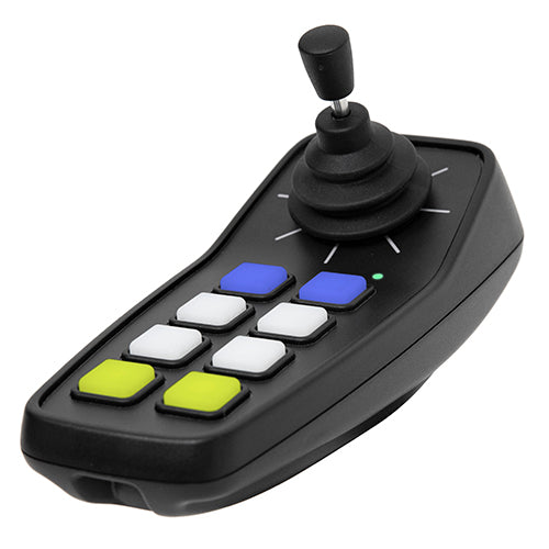 CMPSR accessible music controller with joystick and colored buttons