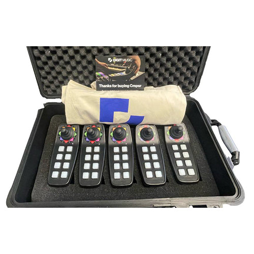 CMPSR Ensemble Pack with five accessible music controllers in carry case