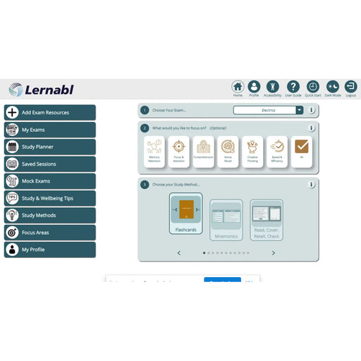 Lernabl study and revision platform showing interactive study methods