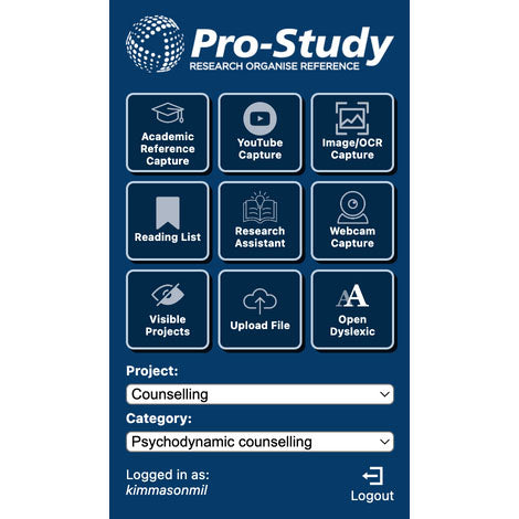 Pro-Study research tools for capturing references, images, video and files