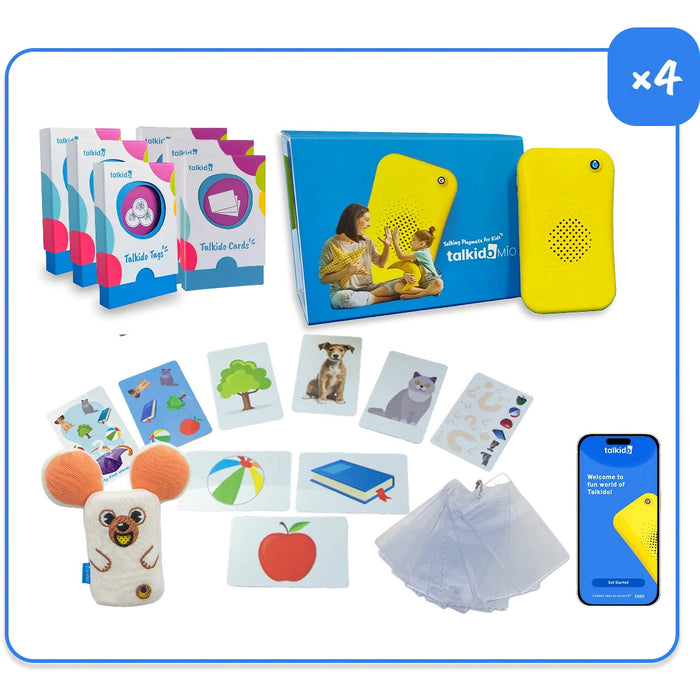 Talkido Mio Pro Set 4-pack with AAC devices, cards, tags and accessories