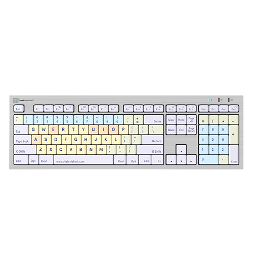 Dyslexia Keyboard for Mac with color-coded keys and Dyslexie font