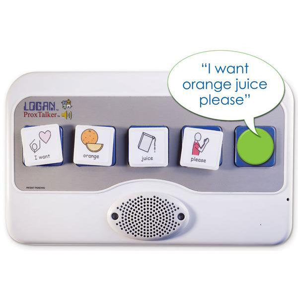 ProxTalker AAC device using picture tags to create a spoken message